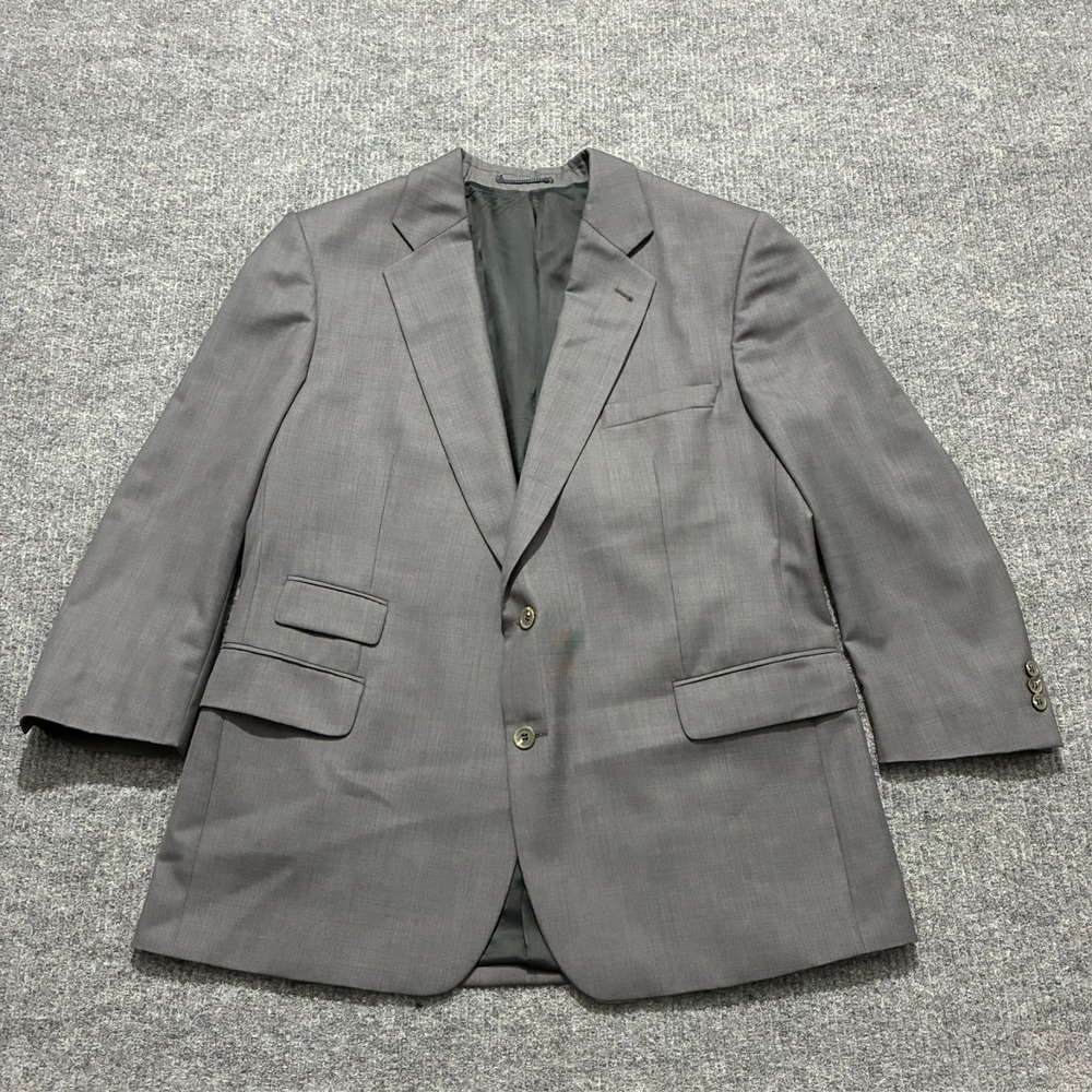 Prince of Wales Hillary Mens Blazer EU 52 Gray Wool Two Button Long Sleeve‎